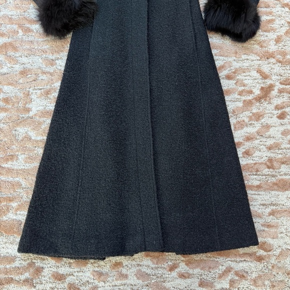 Marvin Richards Long Wool-Blend Teddy Coat with Fur Trim – Black – Size 4 - Picture 3 of 11